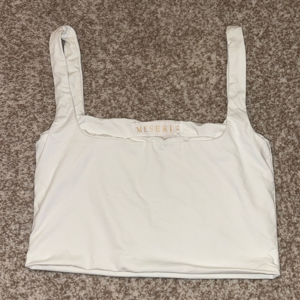 New Meshki white soft crop top tank XS